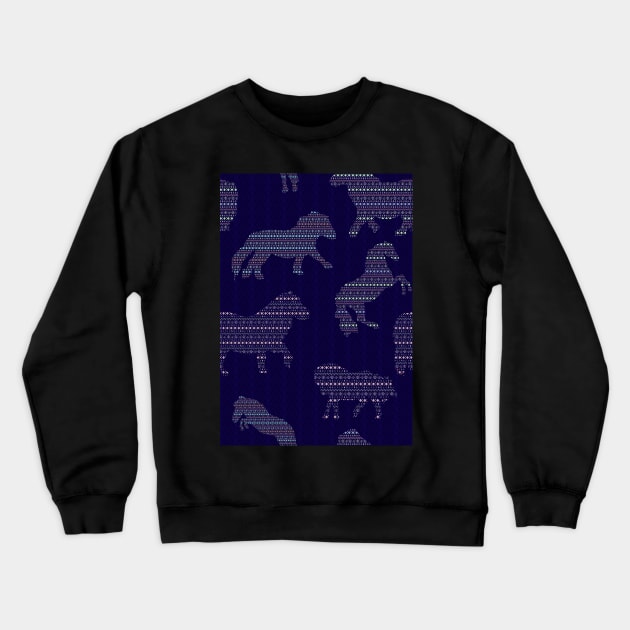 Shetland Fairisle Dancing Ponies - Dark blue Crewneck Sweatshirt by Juliewdesigns